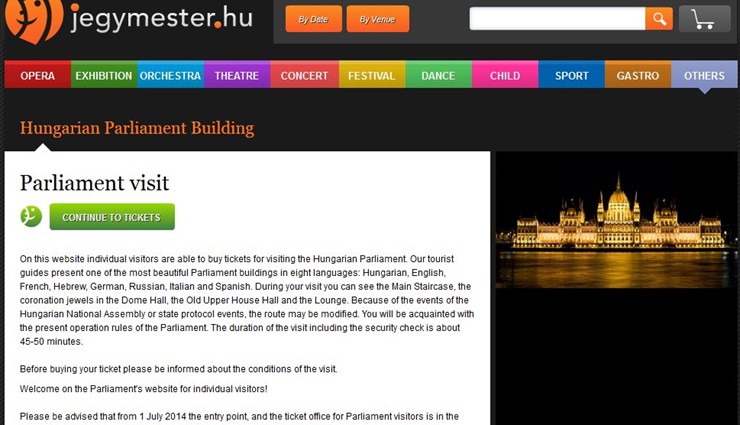 Билеты в Венгерский Парламент мы купили на сайте: