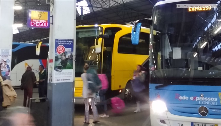Отсюда отправляются междугородние автобусы и автобусы в город Эвора