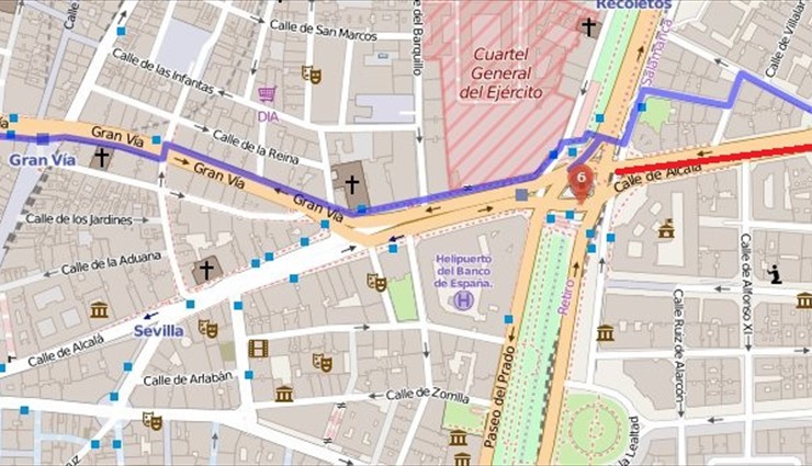 Далее впереди - последние две достопримечательности: Ворот Алькала (Puerta de Alcala) и Парк Ретиро (Parque del Buen Retiro)