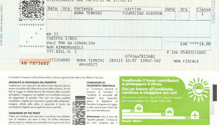 В марте 2015 года билет стоил 14 евро